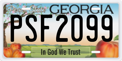 GA license plate PSF2099