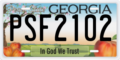 GA license plate PSF2102