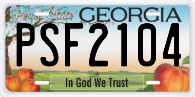 GA license plate PSF2104