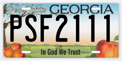 GA license plate PSF2111