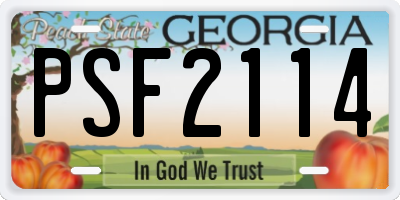 GA license plate PSF2114