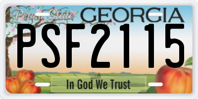 GA license plate PSF2115