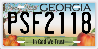 GA license plate PSF2118