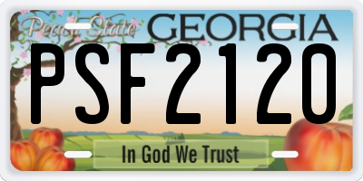 GA license plate PSF2120