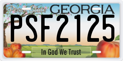 GA license plate PSF2125