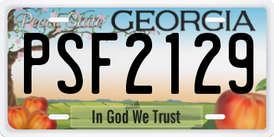 GA license plate PSF2129