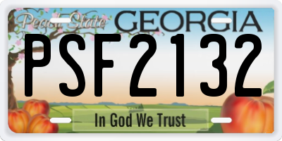GA license plate PSF2132