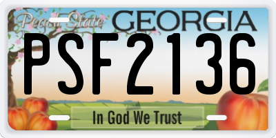 GA license plate PSF2136