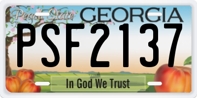 GA license plate PSF2137