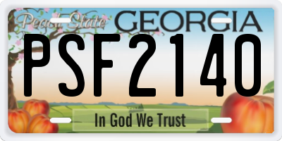 GA license plate PSF2140