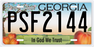 GA license plate PSF2144