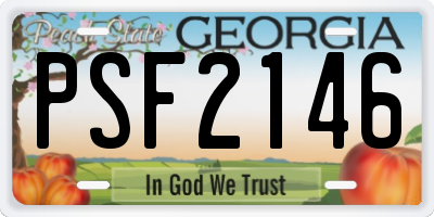 GA license plate PSF2146