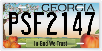 GA license plate PSF2147
