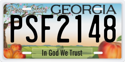 GA license plate PSF2148