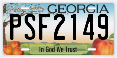 GA license plate PSF2149