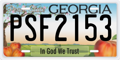 GA license plate PSF2153