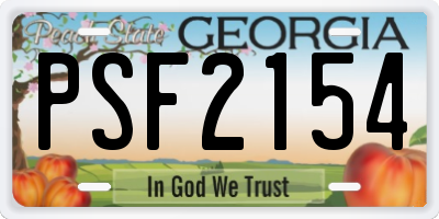 GA license plate PSF2154
