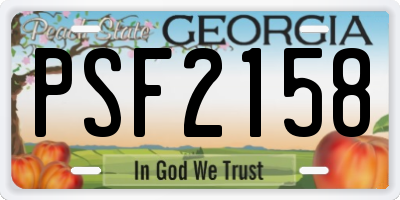 GA license plate PSF2158