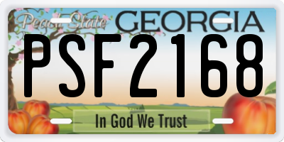 GA license plate PSF2168