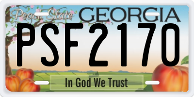 GA license plate PSF2170