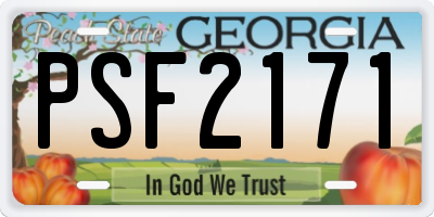 GA license plate PSF2171
