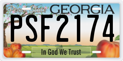 GA license plate PSF2174
