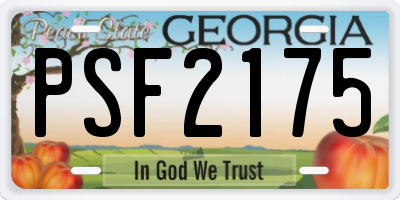 GA license plate PSF2175