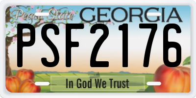 GA license plate PSF2176