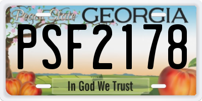 GA license plate PSF2178