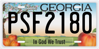 GA license plate PSF2180