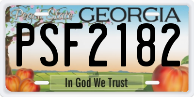 GA license plate PSF2182