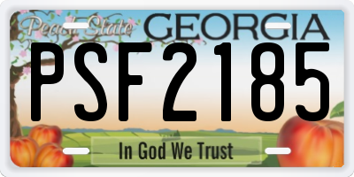 GA license plate PSF2185