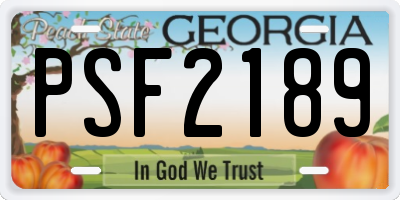 GA license plate PSF2189