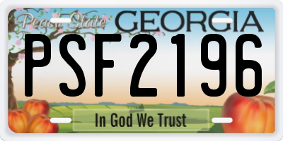 GA license plate PSF2196