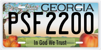 GA license plate PSF2200