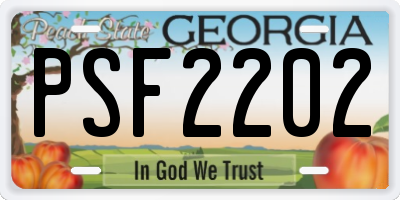 GA license plate PSF2202