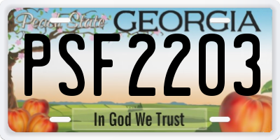 GA license plate PSF2203
