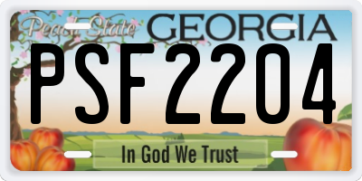 GA license plate PSF2204