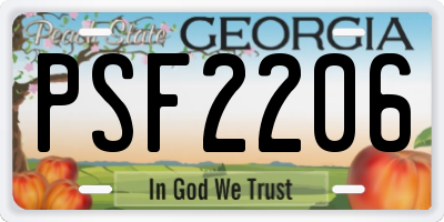 GA license plate PSF2206