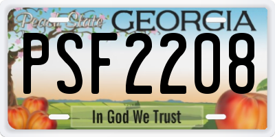 GA license plate PSF2208