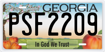 GA license plate PSF2209