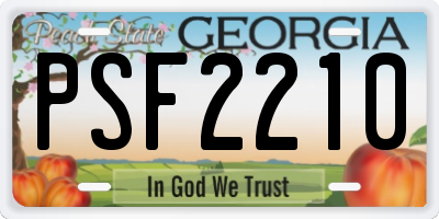 GA license plate PSF2210