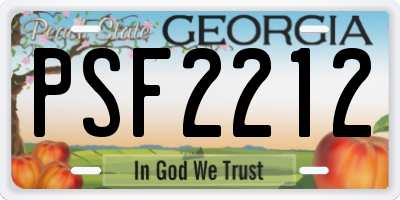 GA license plate PSF2212