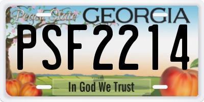 GA license plate PSF2214