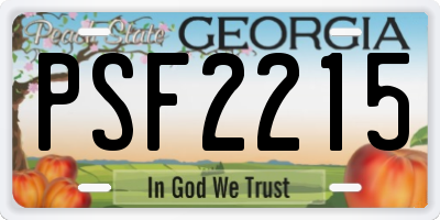 GA license plate PSF2215