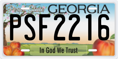 GA license plate PSF2216