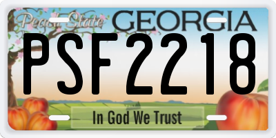 GA license plate PSF2218