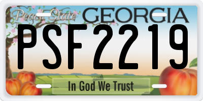 GA license plate PSF2219