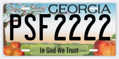 GA license plate PSF2222
