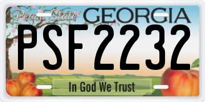 GA license plate PSF2232